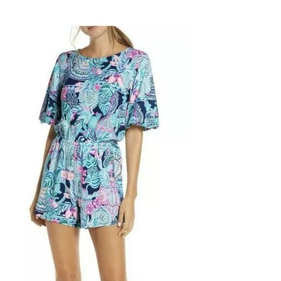 Lilly Pulitzer Britton Romper in Lookin Sharp Preppy Colorful Beachy Size XS - Picture 2 of 12
